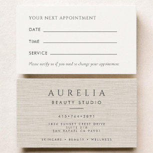Luxury Linen Natural Office Appointment Card