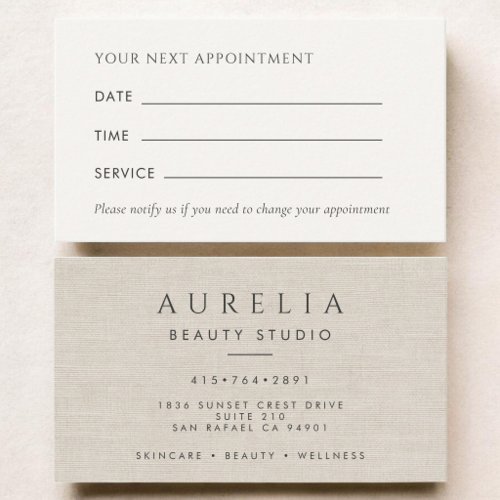 Luxury Linen Natural Office Appointment Card