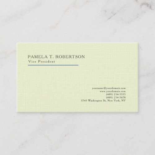 Luxury Linen Pastel Classical Plain Professional Business Card