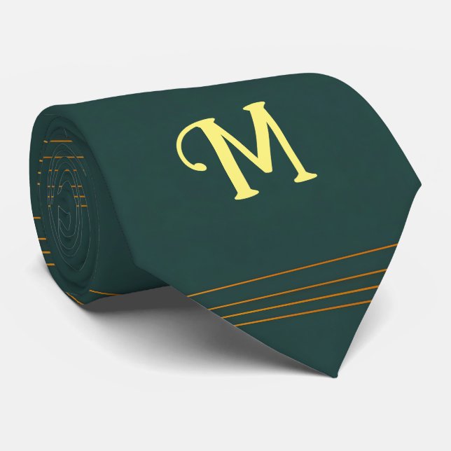 Luxury Linen Popular Green Gold Texture Collection Neck Tie (Rolled)