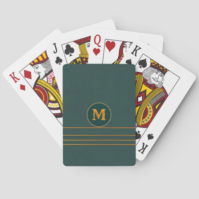 Luxury Linen Popular Green Gold Texture Collection Poker Cards (Back)