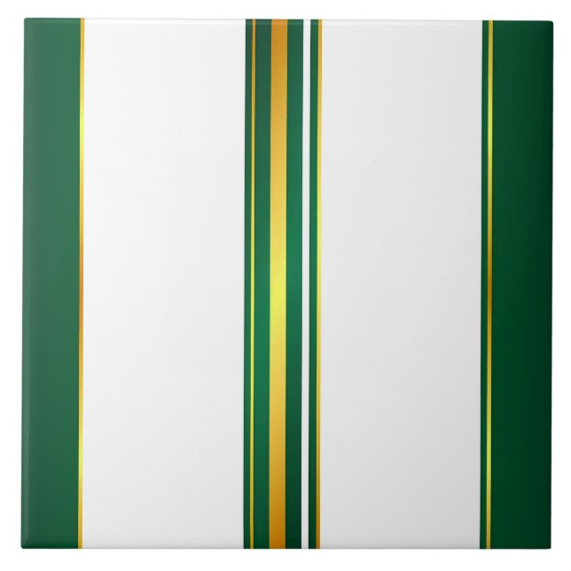Luxury Linen Trendy Green Gold Texture Collection Ceramic Tile (Front)