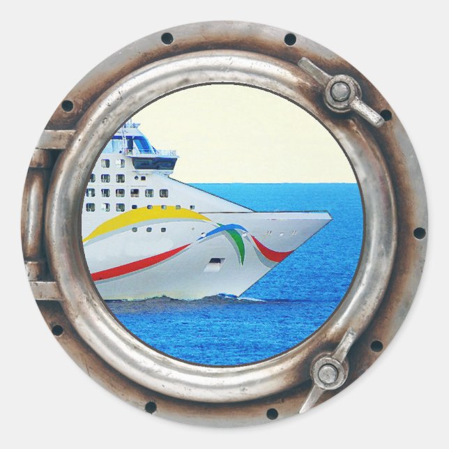 Luxury Liner Porthole View Classic Round Sticker (Front)