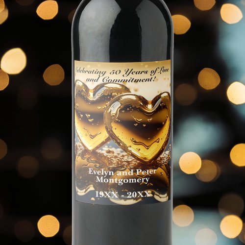 Luxury Liquid Gold Hearts 50th Wedding Anniversary