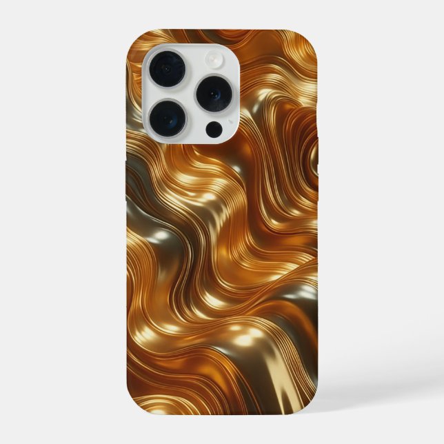 Luxury Liquid Gold Waves - Seamless Metallic Fluid iPhone Case (Back)