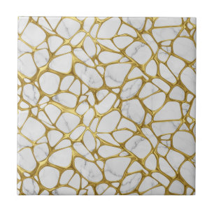 Luxury Liquid Gold White Marble Pattern Ceramic Tile