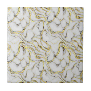 Luxury Liquid Gold White Marble Texture Ceramic Tile
