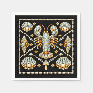 Luxury Lobster Bejewelled Patterned Design Diamond Napkins
