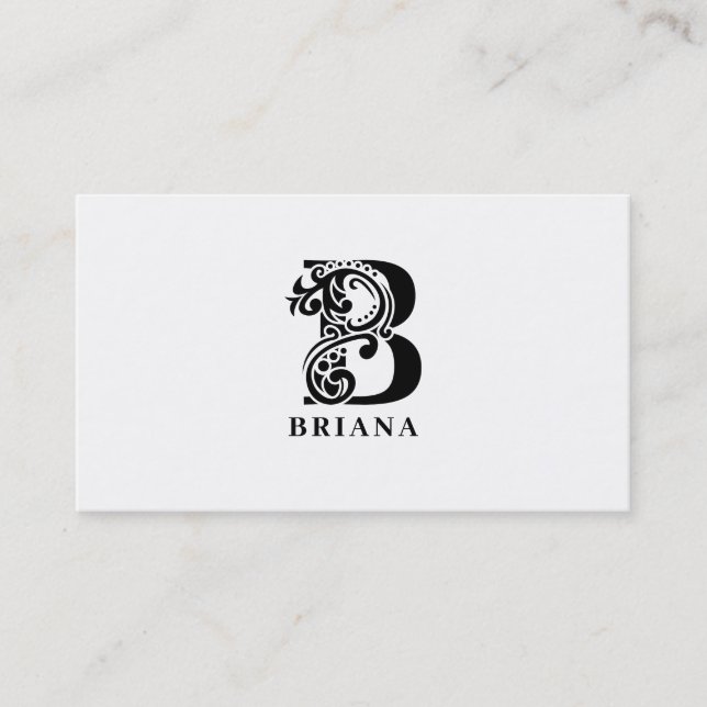 Luxury logo B in black and white Business Card (Front)