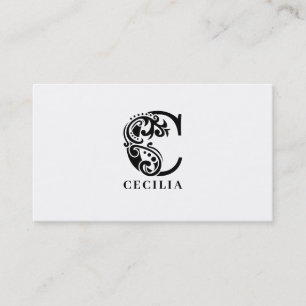 Luxury logo C in black and white Business Card