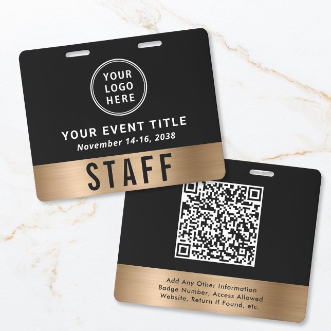  Luxury Logo QR Code Black Gold Event Access Pass Badge (Luxury Logo QR Code Black Gold Event Access Pass Badge
)