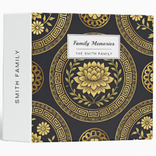 Luxury Lotus Mandala Gold Emblem 3 Ring Binder