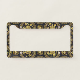 Luxury Lotus Mandala Gold Emblem License Plate Frame