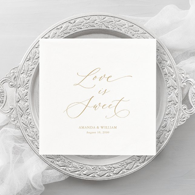 Luxury “Love Is Sweet” Wedding Napkins (Creator Uploaded)