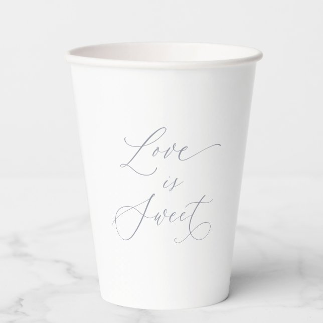 Luxury “Love Is Sweet” Wedding Paper Cups (Front)