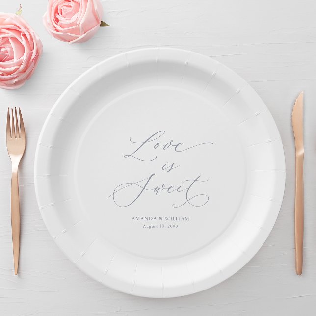 Luxury “Love Is Sweet” Wedding Paper Plates (Creator Uploaded)
