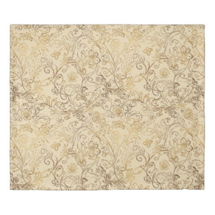 Luxury, Lovely Gold Flowers Pattern Duvet Cover