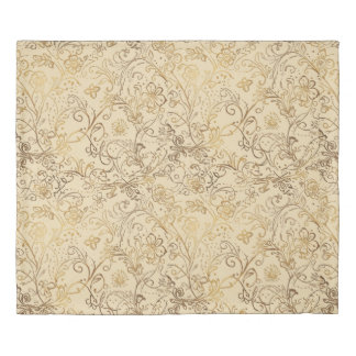 Luxury, Lovely Gold Flowers Pattern Duvet Cover