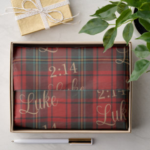 Luxury Luke 2:14 Tartan Christmas Classic Plaid Tissue Paper
