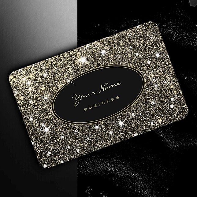 Luxury Luminous Golden Glitter Glam Stars Elegant Business Card (Creator Uploaded)