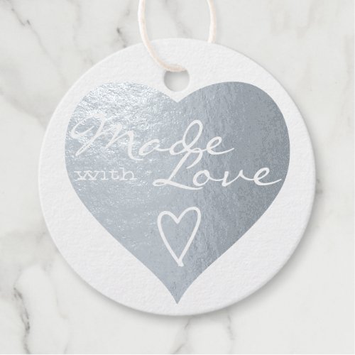 Luxury Made with Love Heart Symbol Silver Foil Tag