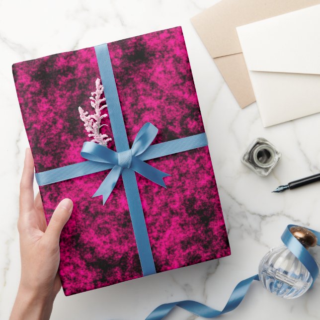 Luxury Magenta & Black Marble  Wrapping Paper (Gifting)