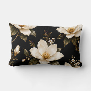 Luxury Magnolia Floral Seamless Pattern Artwork Lumbar Pillow
