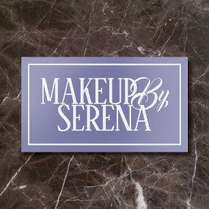 Luxury Makeup Elegant Script QR Code Purple Foil Business Cards