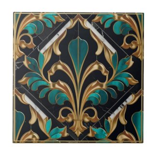 Luxury Malachite Art Deco Floral Marbled Pattern