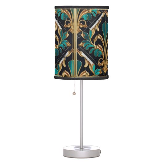 Luxury Malachite Art Deco Floral Marbled Pattern Table Lamp (Right)