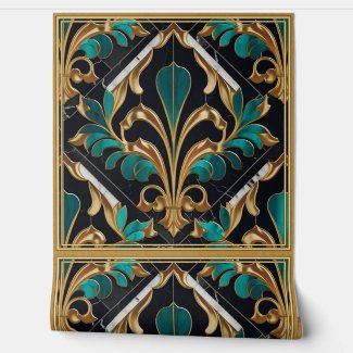 Luxury Malachite Stone Art Deco Floral Marble
