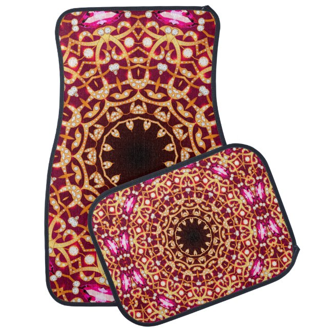 Luxury mandala brooch jewelry seamless pattern car floor mat (Set)