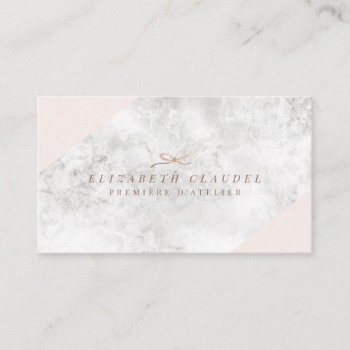 Luxury Marbel Blush Pink Rose Gold Foil Bow Business Card