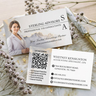 Luxury Marble Agate Accountant Tax Consultant QR Business Card