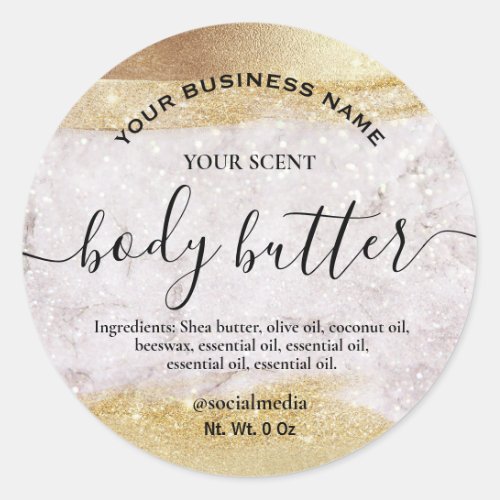 Luxury Marble And Gold Body Butter Labels
