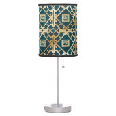 Luxury Marble Art Deco Greek Key Sea Green Gold Table Lamp (Left)