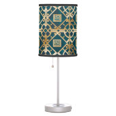 Luxury Marble Art Deco Greek Key Sea Green Gold Table Lamp (Right)