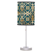Luxury Marble Art Deco Greek Key Sea Green Gold Table Lamp (Front)