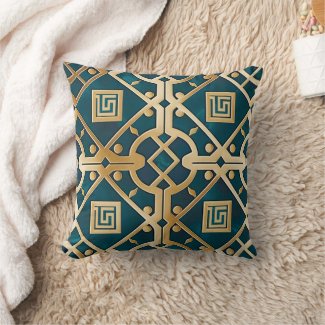 Luxury Marble Art Deco Greek Key Sea Green Gold