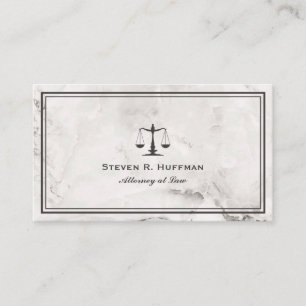 Luxury Marble Attorney Justice Scale Professional Business Card
