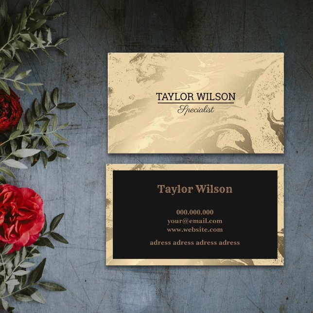 Luxury marble black and gold simple business card (Creator Uploaded)