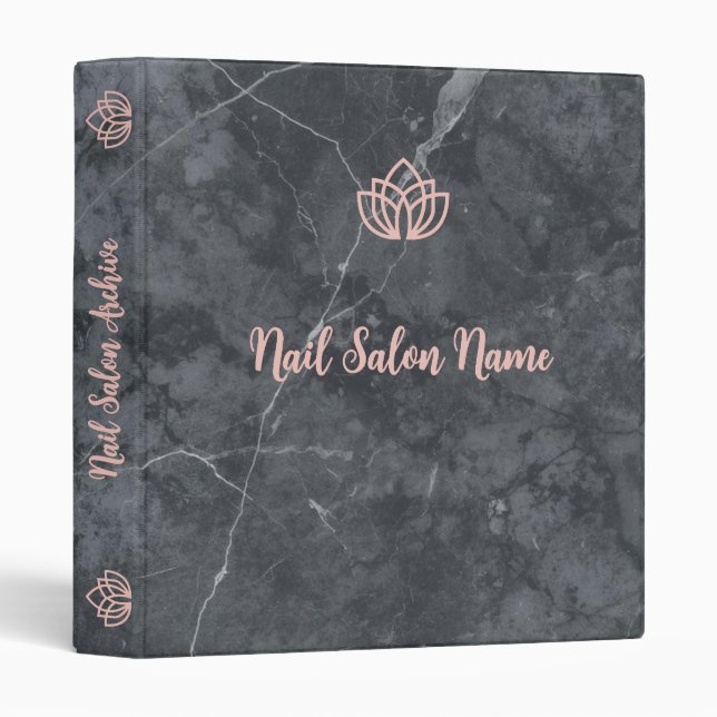 Luxury Marble Custom Nail Salon Binder with Logo (Front/Spine)