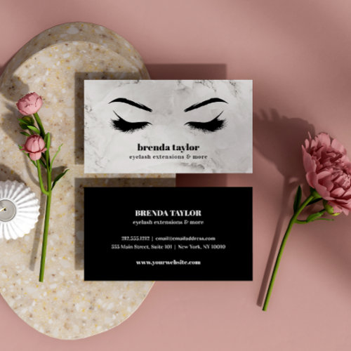 Luxury  Marble  Eyelash  Brow bar professional Business Card