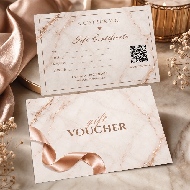Luxury Marble Gift Certificate | Rose Gold Beauty  (Luxury Marble Gift Certificate | Rose Gold Beauty #giftcertificate #giftvoucher)