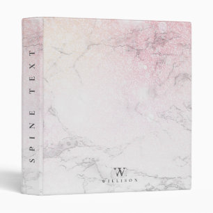 Luxury Marble Glitter monogram 3 Ring Binder