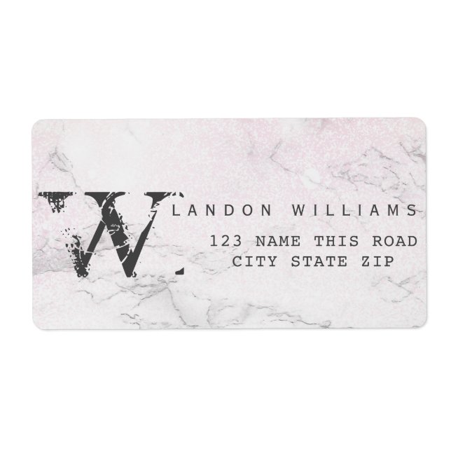 Luxury Marble Glitter monogram Label (Front)