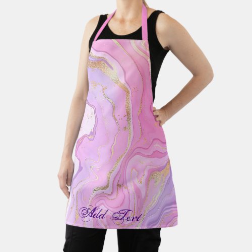 Luxury Marble Glitter Pink Purple Gold Apron