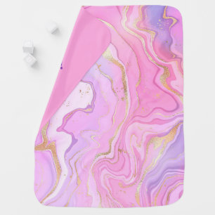 Luxury Marble Glitter Pink Purple Gold Baby Blanket