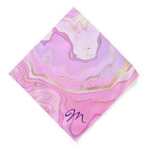 Luxury Marble Glitter Pink Purple Gold Bandana