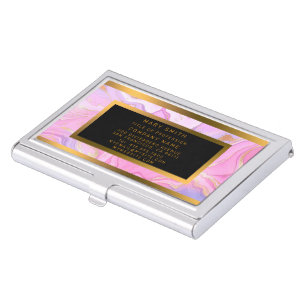 Luxury Marble Glitter Pink Purple Gold Business Card Case